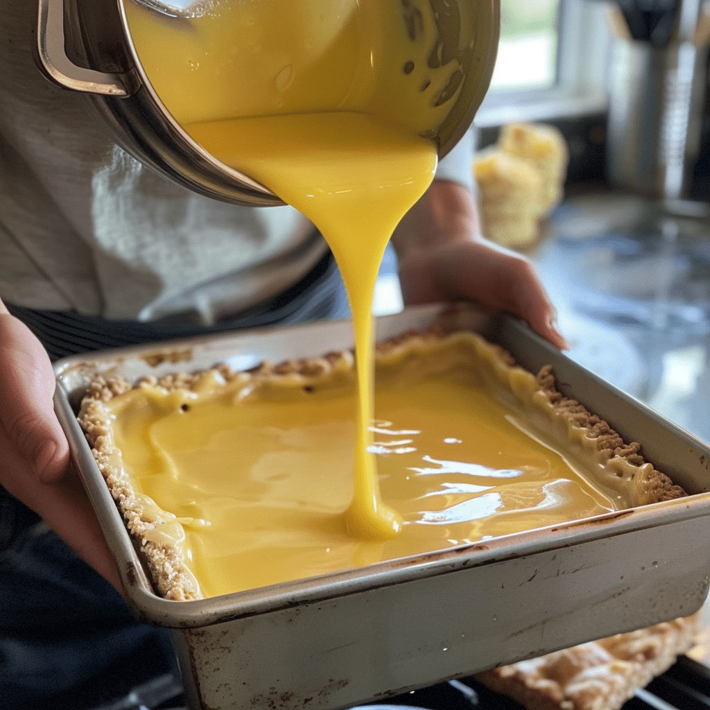 Pink Grapefruit Bars – The Best Sweet-Tart Citrus Dessert You’ll Ever Make Pink Grapefruit Bars Pouring citrus curd for Pink Grapefruit Bars