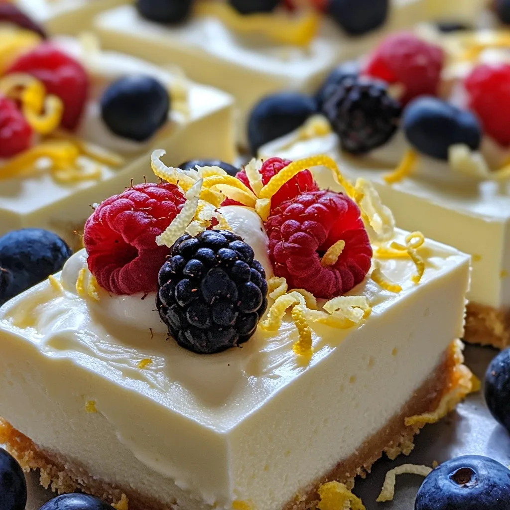 No-Bake Lemon Cheesecake Bars – Creamy, Zesty & Oven-Free Delight no-bake lemon cheesecake bars No-bake lemon cheesecake bars with berry and lemon toppings