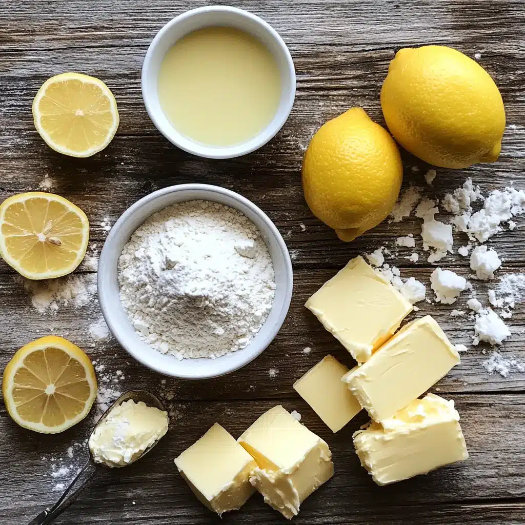 Gluten Free Dairy Free Lemon Bars Recipe for Any Occasion gluten free dairy free lemon bars recipe Ingredients for gluten free dairy free lemon bars recipe on wooden table
